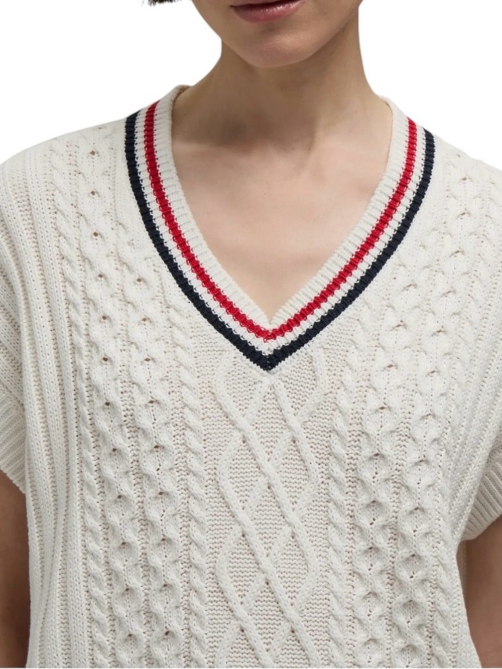 Hunter Stripe Cable Stitch Sweater Vest Size XL & L - Picture 3 of 6
